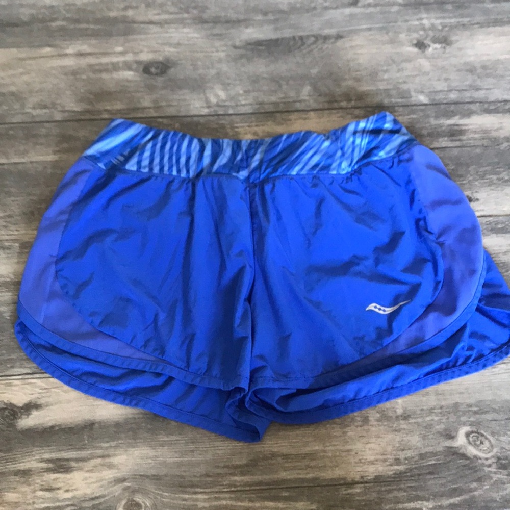 Blue saucony running shorts